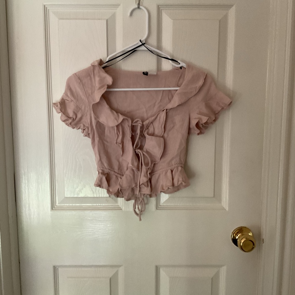 H&M Pink Puff Sleeve Crop Blouse